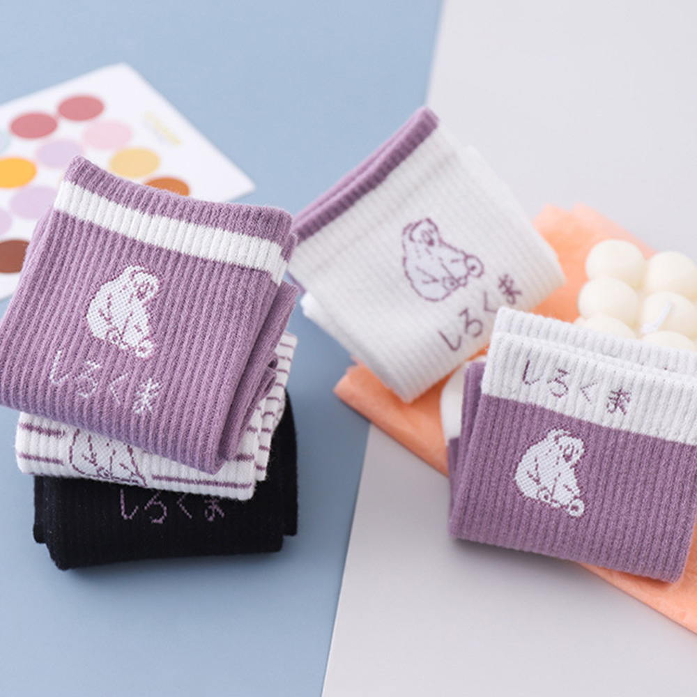 MOCHO Girls Cotton socks Cute Women socks Bear socks Middle Tube New Fashion Personality Cartoons Bear Pattern Personality | BigBuy360 - bigbuy360.vn