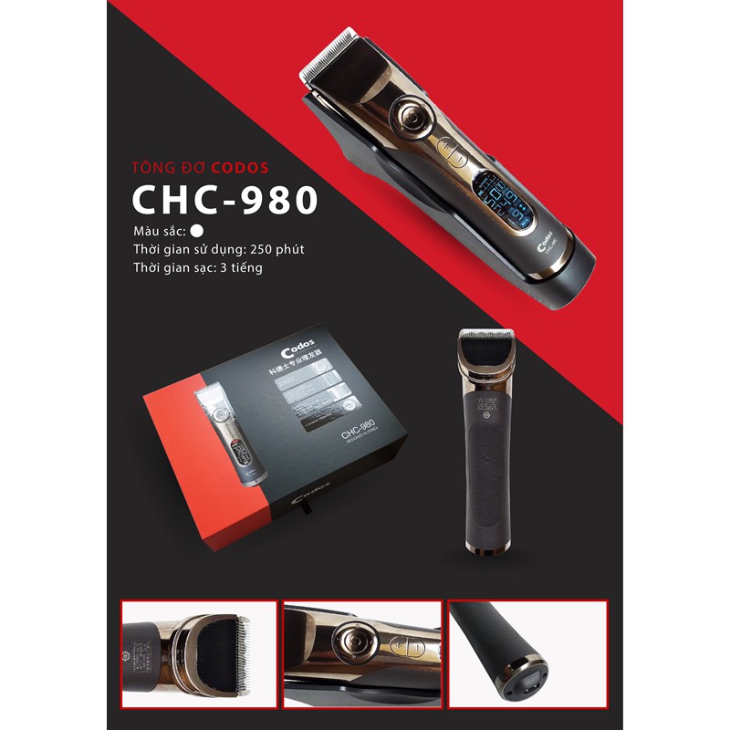 Tông đơ cắt tóc chuyên nghiệp Codos CHC-980