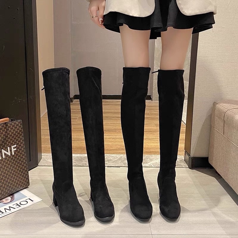 Bốt đùi cao gót lót nhung dày ấm
