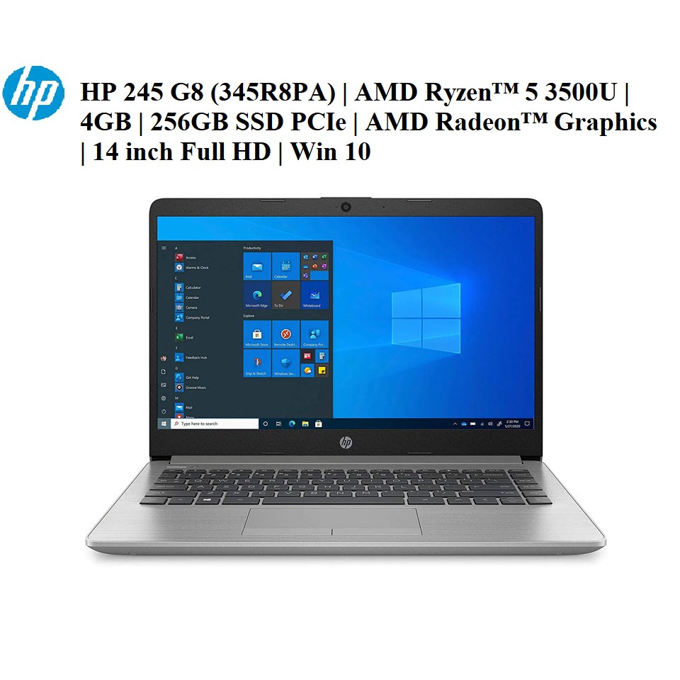 LapTop HP 245 G8 345R8PA | AMD Ryzen 5 3500U | 4GB | 256GB SSD PCIe | AMD Radeon Graphics | 14 inch Full HD | Win 10 | BigBuy360 - bigbuy360.vn
