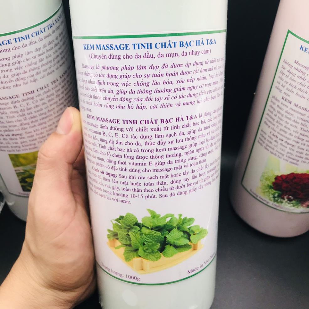 [ 1000ml - CAO CẤP] Kem massage mặt spa trà xanh, bạc hà, hoa hồng, da mụn ,da dầu, trắng da | BigBuy360 - bigbuy360.vn