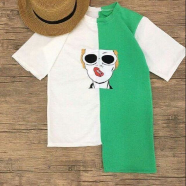 Áo thun tay ngắn lệch tà