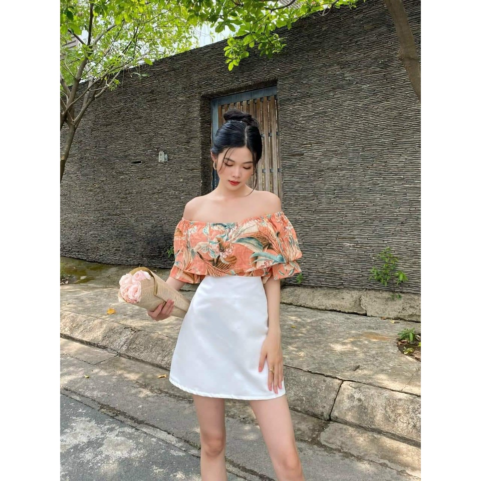 SET ÁO HOA RỚT VAI TẦNG + CHÂN VÁY TRẮNG💕