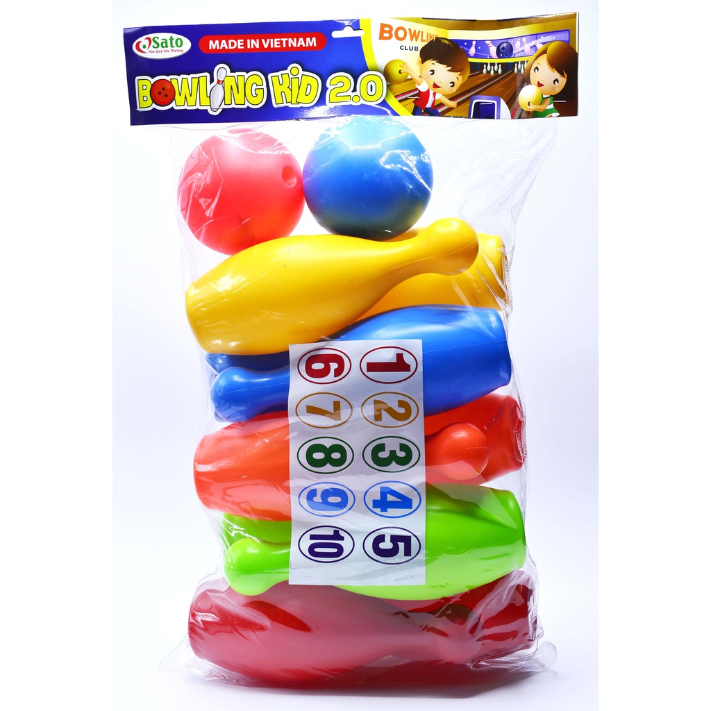 Bộ đồ chơi BOWLING KID 2.0 SATO ( bộ lớn) - Nâng cao khả năng vận động cho bé  - Made in Việt Nam