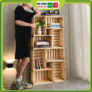 Kệ Trang Trí Gỗ Thông Đa Năng, Kệ Sách, Tủ Kệ Pallet Kết Hợp Từ Thùng Pallet Gập Gọn