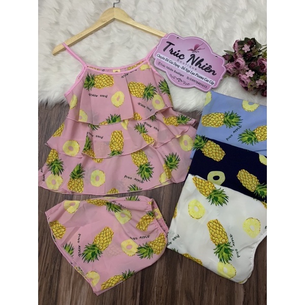 Bộ đồ ngủ dây hoa tầng dễ thương (phom dưới 56kg)