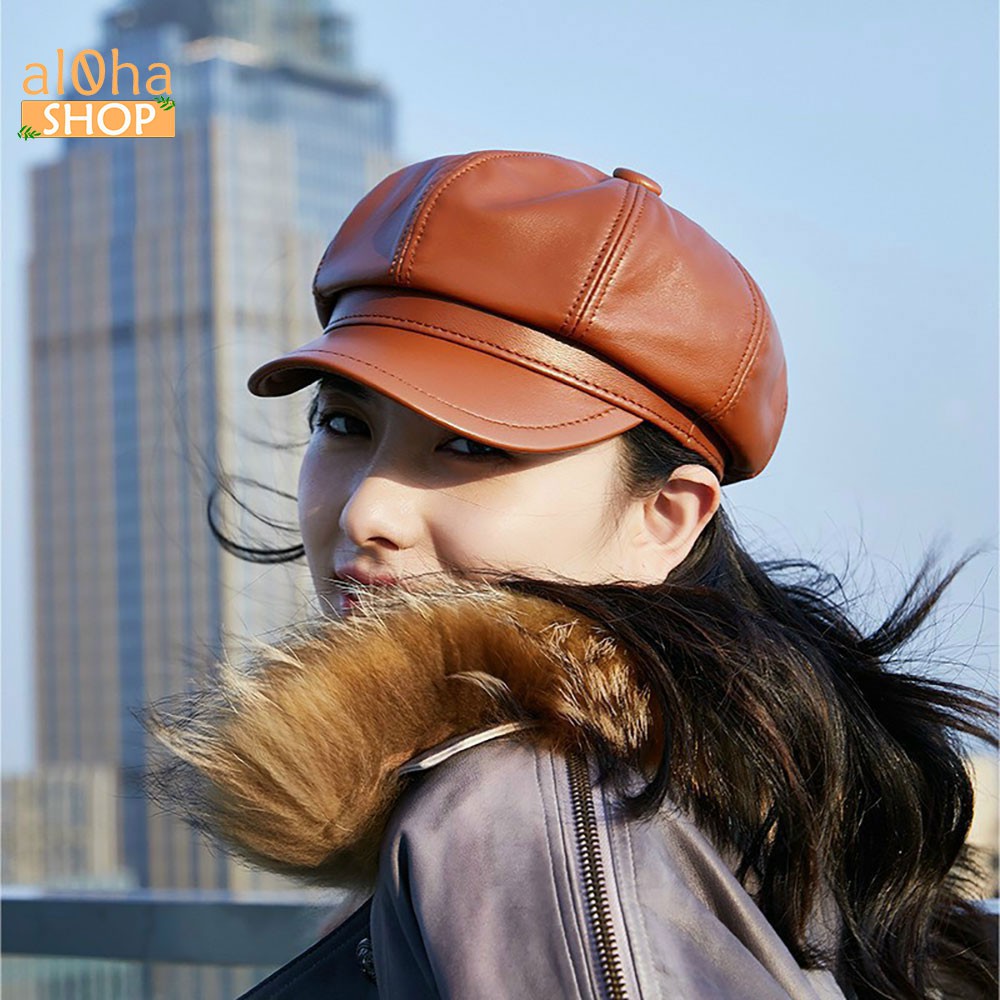 Mũ nồi da bóng trơn - nón beret thuỷ thủ thời trang, phong cách Hàn