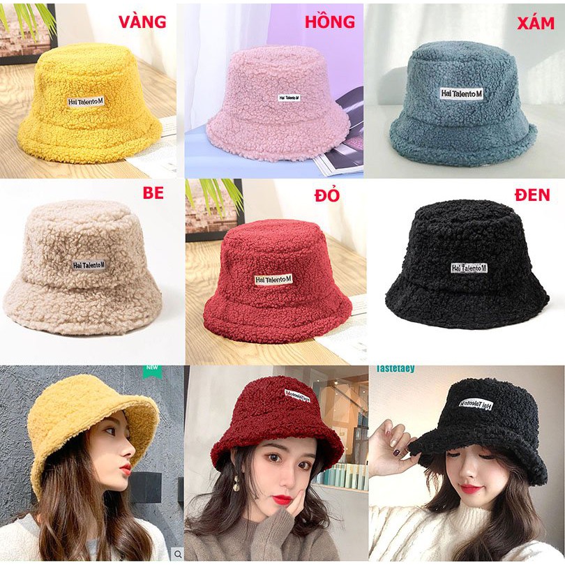 LOẠI TỐT - GIÁ SỈ  MŨ / NÓN BUTKET LÔNG CỪU Ulzzang THỜI TRANG HÀNG QUỐC SIU HÓT - KIỂU VÀNH MỀM