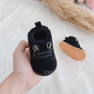 Giày đen lót lông(Ảnh thật)