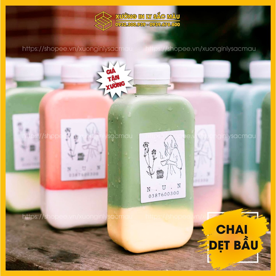 Combo 10 chai nhựa 330ml đựng trà sữa nước ép, chai dày, nhiều mẫu lựa chọn