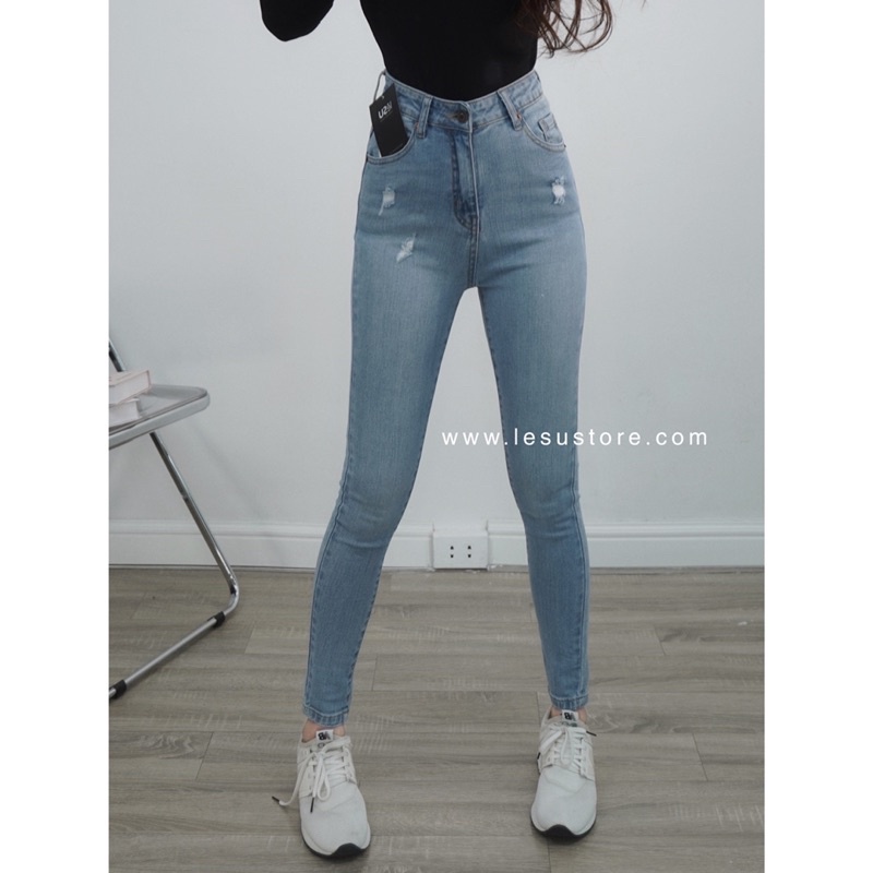 ẢNH TỰ CHỤP Quần Jeans SKinny rách đùi dài 92cm