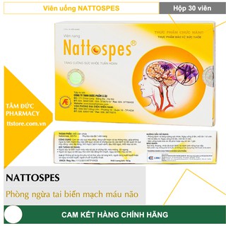 NATTOSPES - Hỗ trợ phòng ngừa tai biến mạch máu não nattospec / natospes / natospec / nattokinase [Hộp 30 viên]