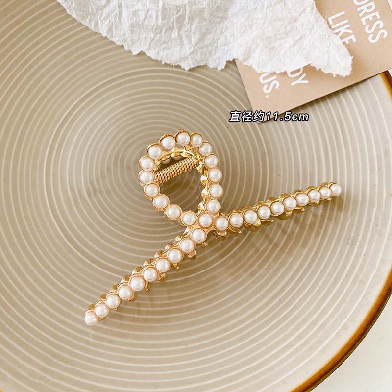 Kẹp tóc kim loại đính ngọc trai long lanh phong cách Hàn Quốc xinh xắn dành cho nữ