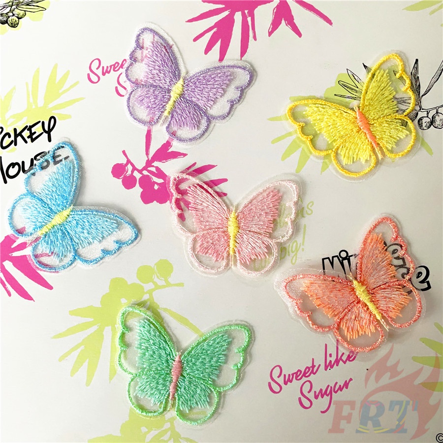 ✿ Miếng Vải Ren Thêu Hình Bướm Dùng Làm Phụ Kiện DIY ✿1 Phụ Kiện Kẹp Tóc Tự Làm Thủ Công Cho Bé