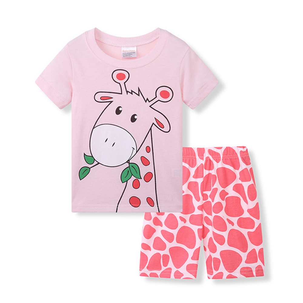 Bộ Đồ Ngủ Pijama Ngắn Hình Hươu Cao Cổ Dễ Thương Cho Bé Gái