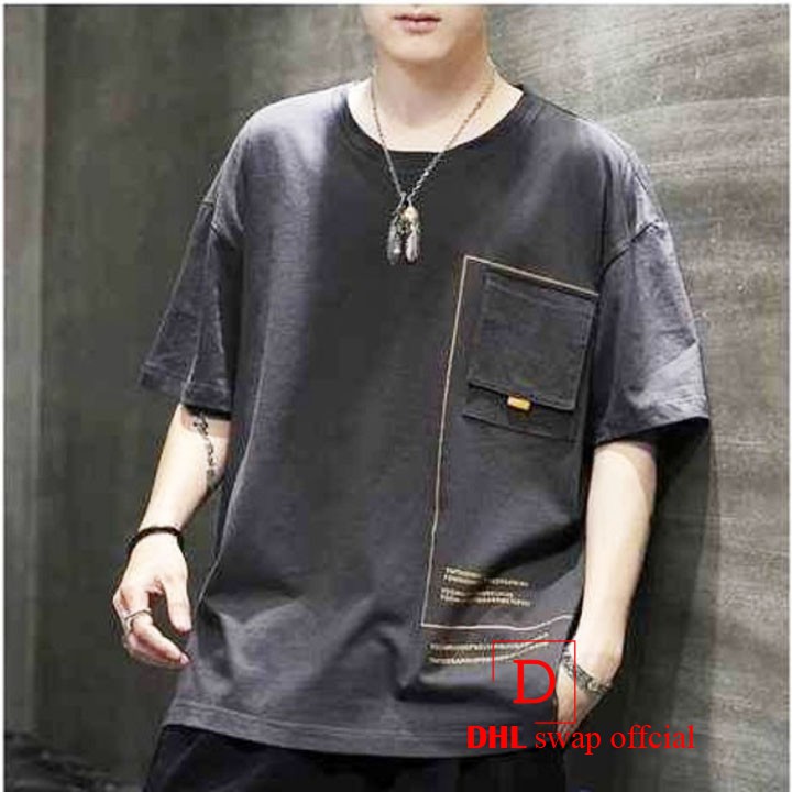 áo thun tay lỡ unisex Nam Nữ form rộng thun cotton DHL swap phong cách Ulzzang.