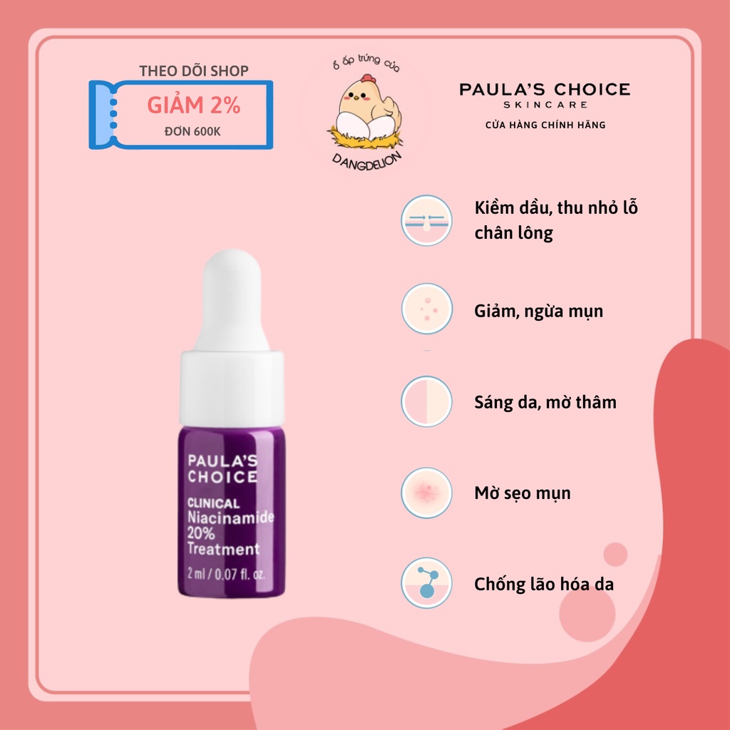 Tinh chất se khít lỗ chân lông tối ưu Paula's Choice Clinical Niacinamide 20% Treatment 2ml