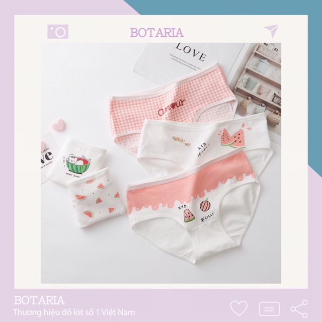 Quần lót dưa hấu cotton nữ cao cấp dễ thương đáng yêu QLU15