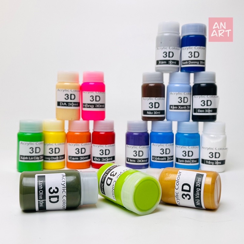 Màu Acrylic 3D , 5D 30ml Custom Giày, Vải, Túi, Vẽ Lên Tranh Giấy, Vải Toan