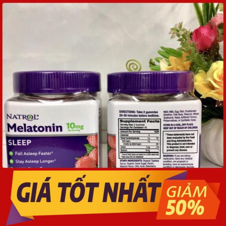 [ HÀNG CHÍNH HÃNG ] Kẹo dẻo Natrol Melatonin Gummies, hỗ trợ giấc ngủ, loại 10MG 90 viên - HÀNG CANH SALE