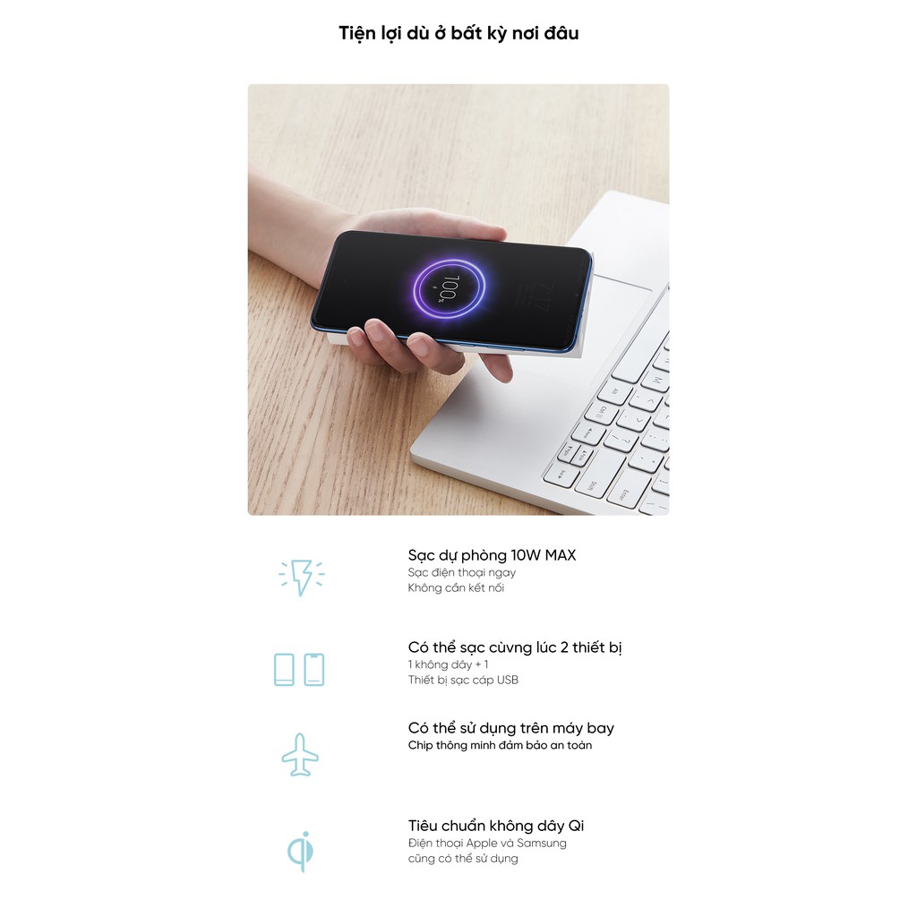 Pin sạc dự phòng không dây 10000mAh Xiaomi WPB15ZM Youth