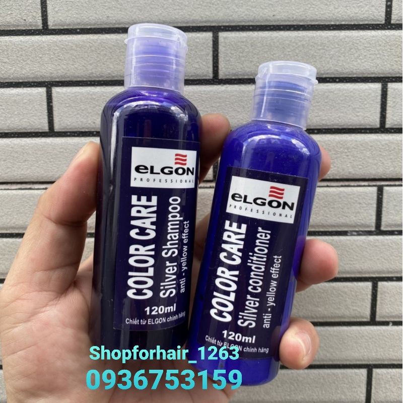 ♥️CHÍNH HÃNG♥️ DẦU GỘI XẢ TÍM ELGON SILVER DÀNH CHO TÓC BẠCH KIM 120ML x2