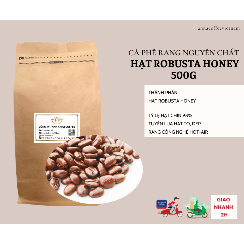 Cà phê hạt nguyên chất Robusta Honey rang mộc 1kg tỷ lệ hạt to đồng đều màu sắc nâu đẹp không lẫn tạp chất | BigBuy360 - bigbuy360.vn