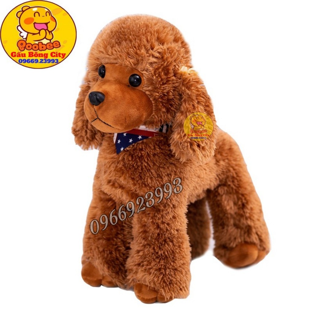 Gấu Bông Chó Poodle Lông Xù - Chó Cừu Đính Nơ Hoa Đeo Khăn