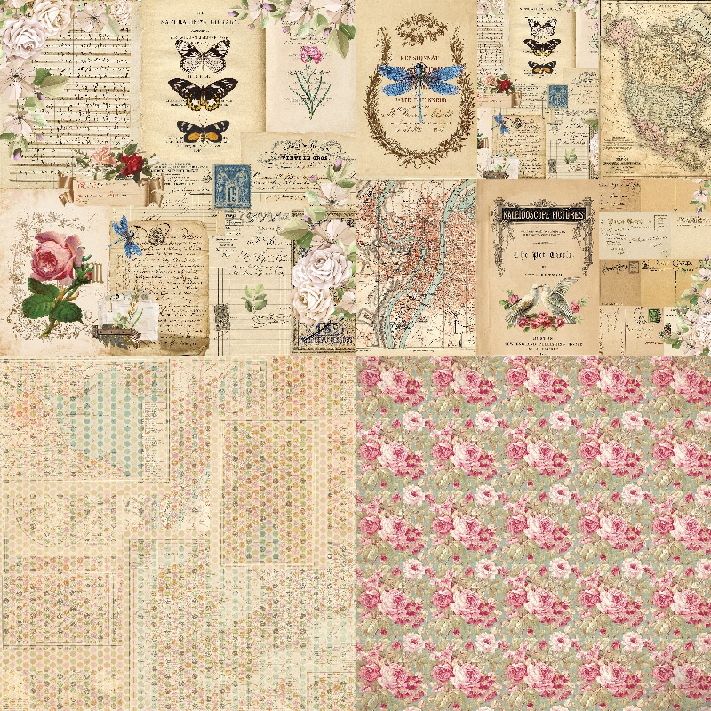 Bộ giấy nền 12 chủ đề Vintage trang trí scrapbook, sổ tay planner,... (1 tập 24tờ)  [ 074 ]