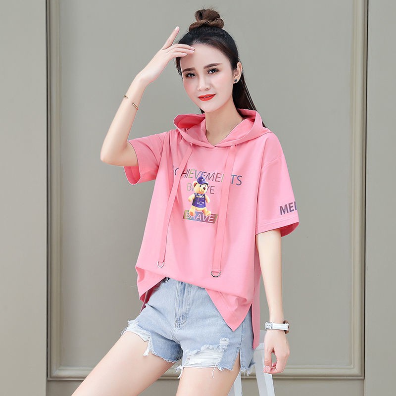 Áo Hoodie Tay Lửng Dáng Rộng Vải Mỏng 2021 Thời Trang Dành Cho Nữ