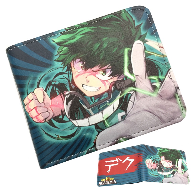 Ví Da PU Ngắn Gập Đôi In Hình My Hero Academia Midoriya Izuku Deku Thời Trang Cho Nam Giá Đỡ
