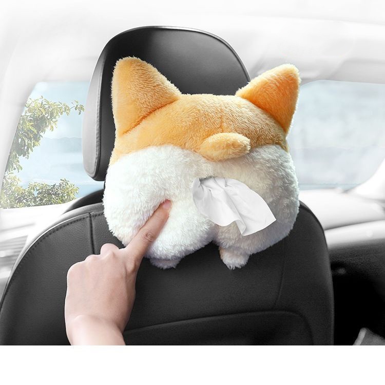 Hộp Đựng Khăn Giấy Hình Chú Chó Corgi Dễ Thương Treo Trang Trí Xe Hơi