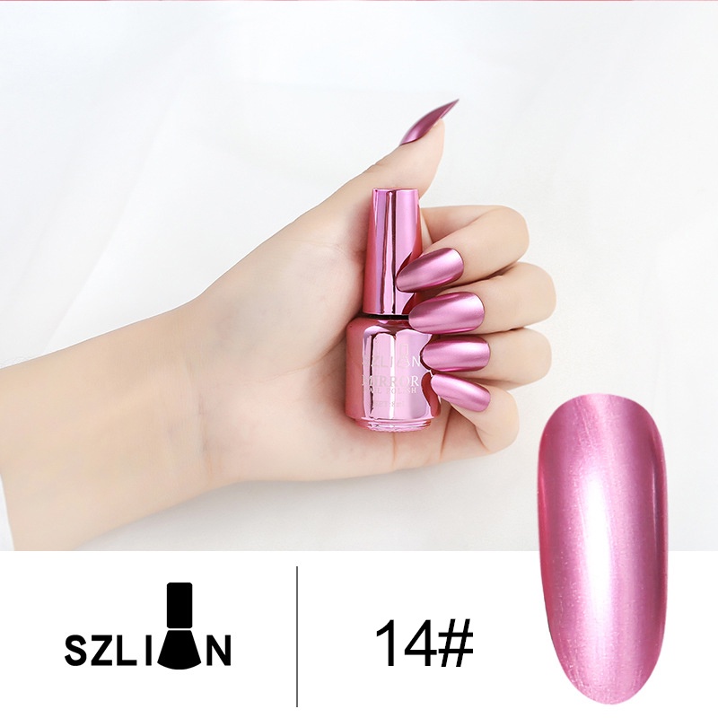 Sizilian Sơn Móng Tay Tráng Gương Màu Bạc Ánh Kim Mới Sơn Móng Tay Lâu Trôi Metro