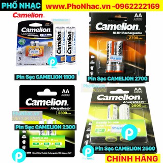 PIN SẠC AA,AAA CAMELION 2700MAH, 2500MAH, 1100MAH. Sạc Nhanh Camelion