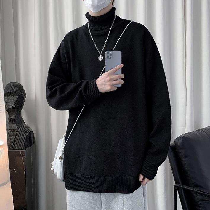 Áo len nam cổ cao rộng oversize, Áo len nam form rộng cổ cao unisex trơn cao cấp thời trang ulzzang hàn quốc -vp1
