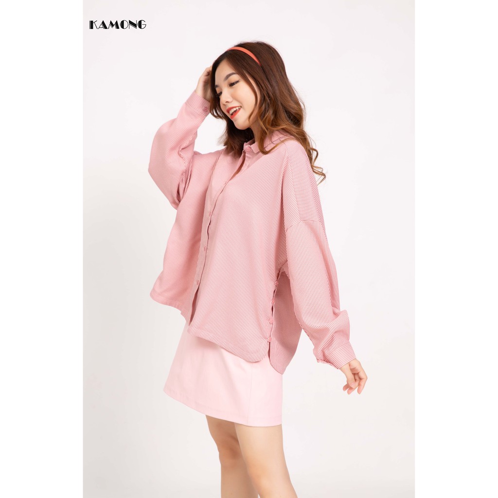 Áo sơ mi oversize xẻ tà KAMONG A072