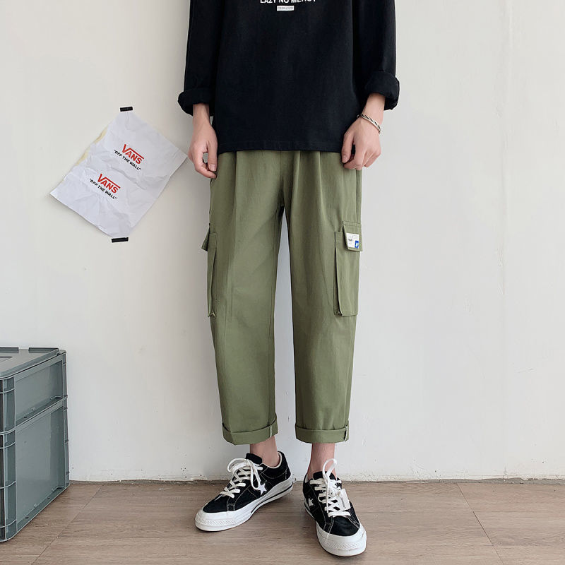 Quần Baggy Da Pu Phối Cotton 4 Màu Tùy Chọn Phong Cách Hàn Quốc Thời Trang Cho Nam