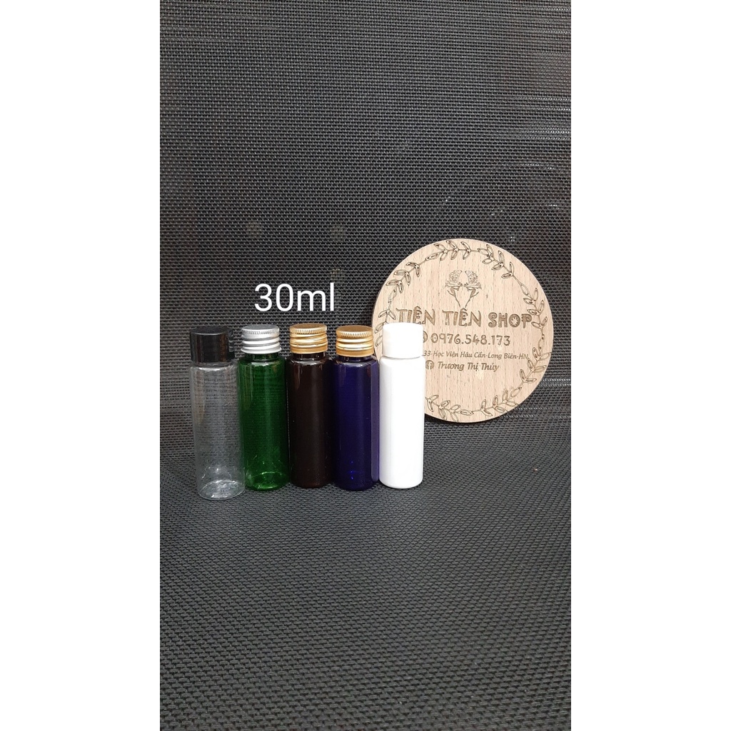 Chai nhựa cứng 30ml nhiều màu vai vuông dáng cao nắp vặn