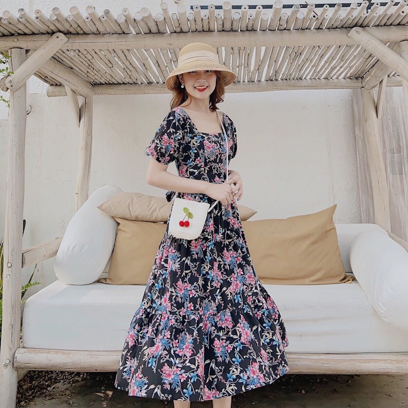 Đầm Maxi hoa bo chun lưng, xếp tầng vô cùng nữ tính VINTAGE STORE | BigBuy360 - bigbuy360.vn