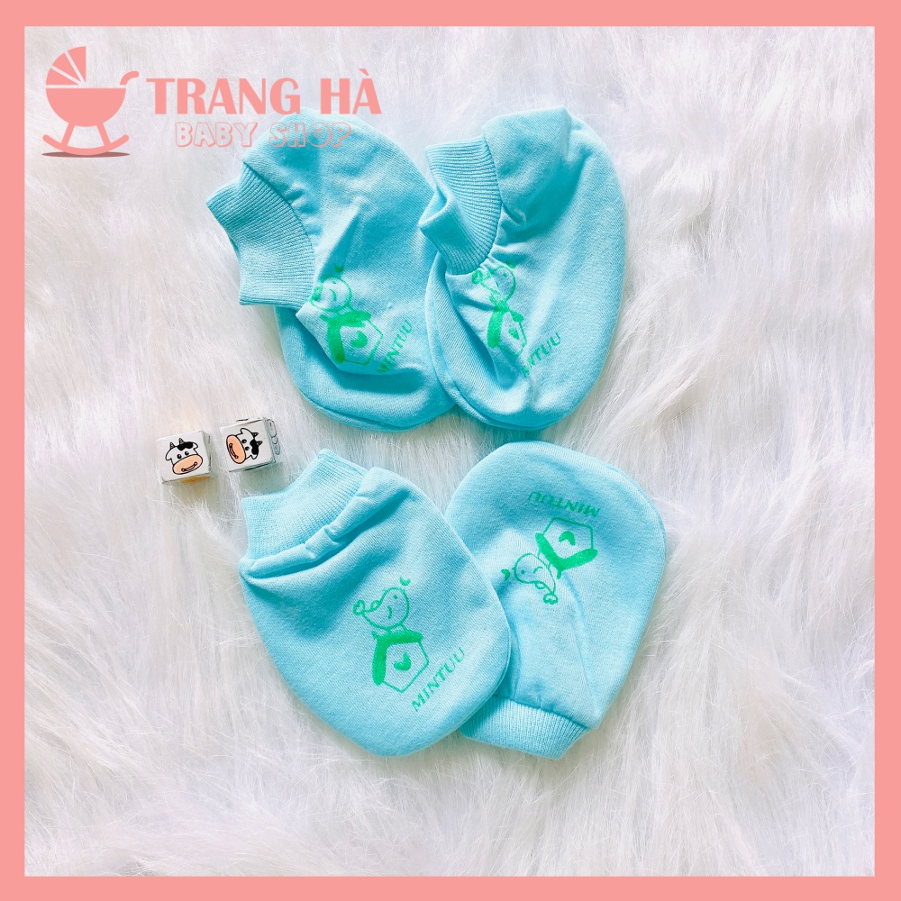 Set 2 Đôi Bao Tay Bao Chân Bo Chun Mintuu Cao Cấp Cho Bé Sơ Sinh Chất Liệu Cotton Mềm Mại