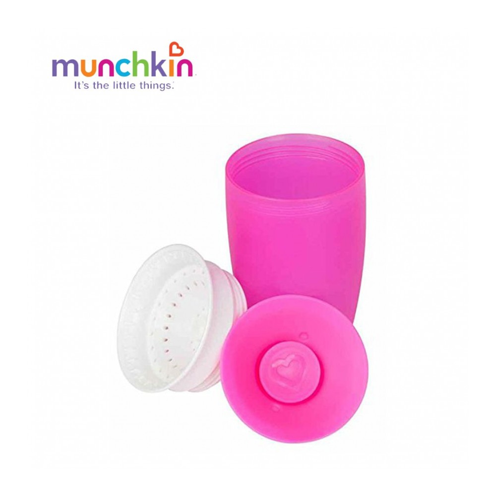 Cốc tập uống Munchkin 360 độ lớn (Nhựa PP và nhựa mềm an toàn-USA) Màu sắc Xanh lơ/Xanh lá/Cam/Hồng 296ml