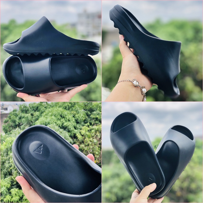 Dép unisex 𝐘𝐄𝐄𝐙𝐘 ❤️FREESHIP + Hộp❤️ dép lê bánh mì đúc yeezy slide quai ngang thể thao nam nữ đế in logo das,YZ-đen