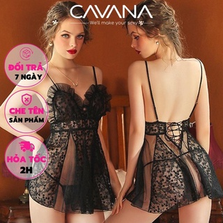 Váy ngủ sexy gợi cảm, đồ ngủ sexy cao cấp sang trọng quyến rũ mỏng nhẹ voan phối ren n92 - cavana store