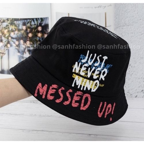 Mũ bucket thêu hình chữ Just Never Mind Nón tai bèo siêu hot thời trang cao cấp form unisex nam nữ Bk23