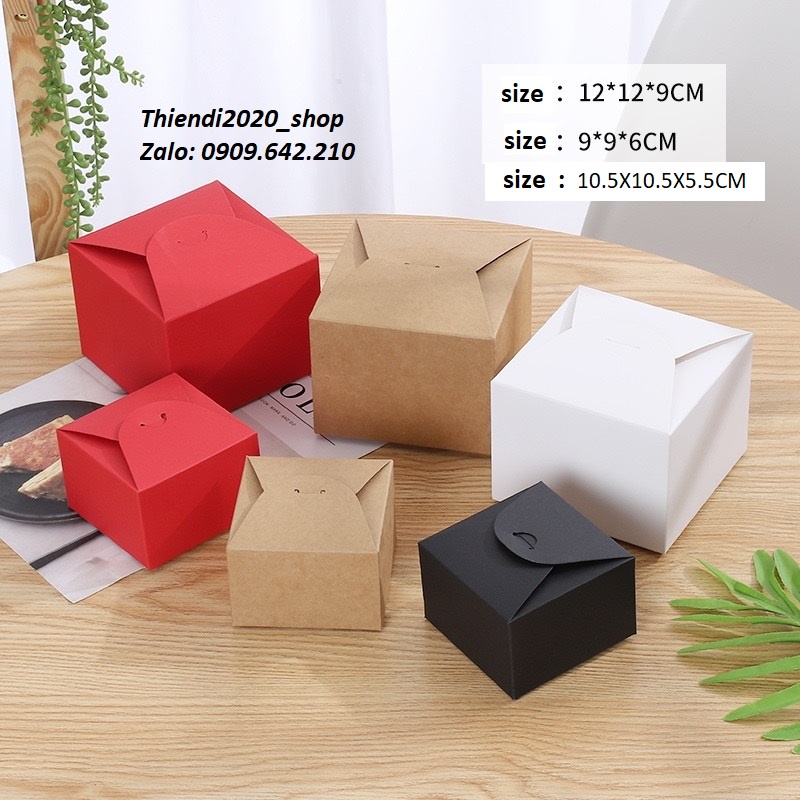 DEC01-04 Hộp đựng bánh kẹo 12X12X9CM (Đỏ-Đen_nâu_trắng)