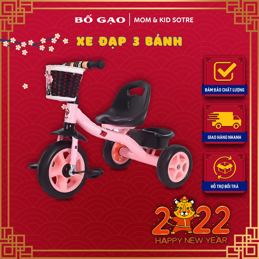 ✆☁Xe Đạp Ba Bánh, Đẩy Cho Bé, Với Thiết Kế Cải Tiến Khung Thép Chắc Chắn, Không GỈ, Bền, Thích hợp Đi Dạo, Du Lịch