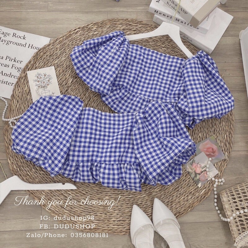 Váy Babydoll Kẻ Xanh Tiểu Thư Đi Biển Phong Cách Hàn Quốc XInh Xắn Đáng Yêu-dd04
