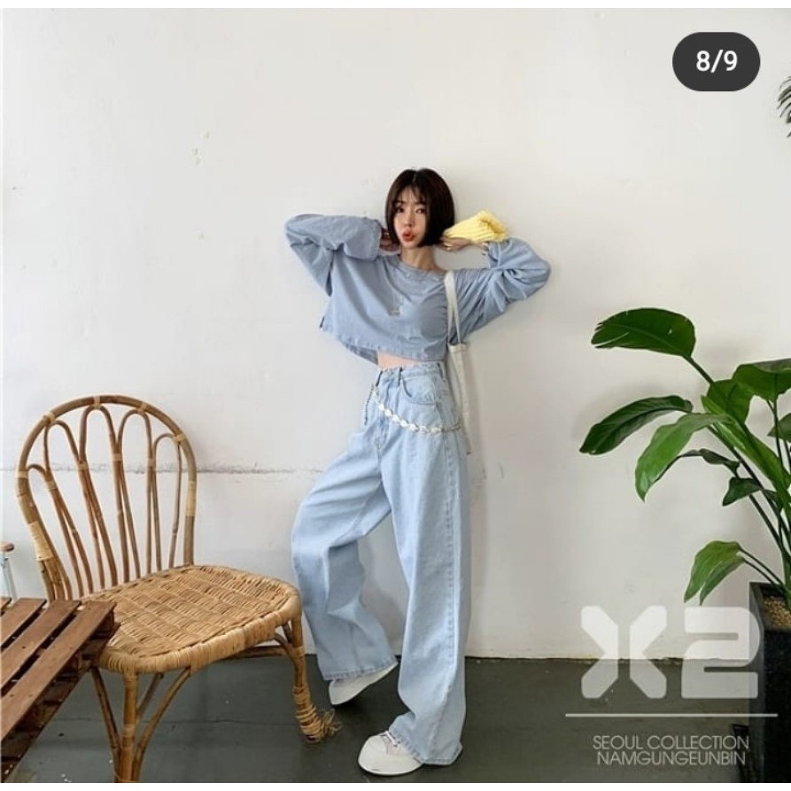 [ FREESHIP ] QUẦN JEAN ỐNG RỘNG NỮ LƯNG CAO MÀU XANH NHẠT HIP HOP, DẠO PHỐ, THỜI TRANG NGẦU NITIQC