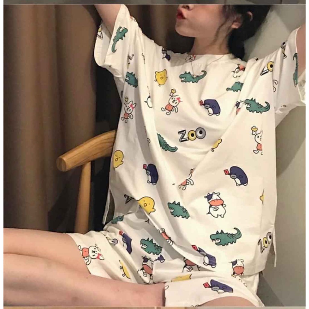 Set Đồ Bộ Lapi VN Thế giới động vật 3D Cute DB01- Áo+ Quần Đùi Gấu KAWS Vải Thun Cotton Thoáng Má