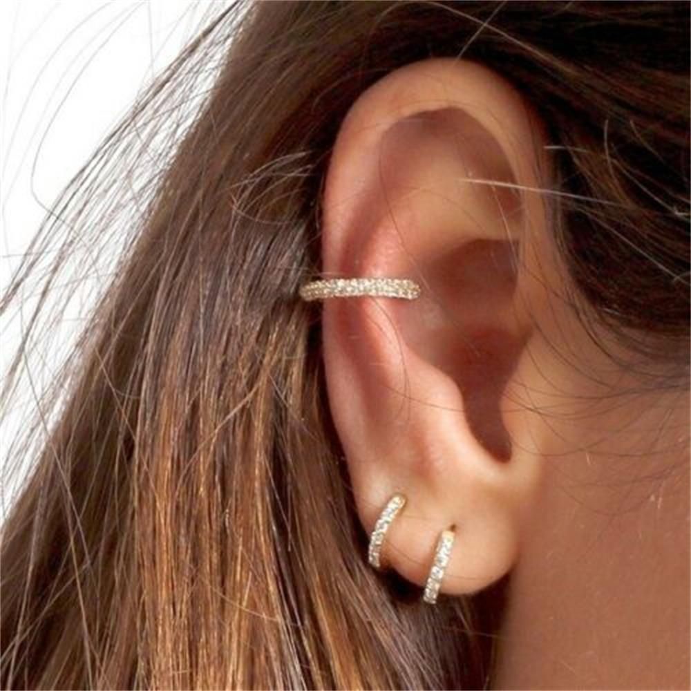 Khuyên tai tròn đính đá Zircon nhiều màu thời trang cho nam nữ 8mm